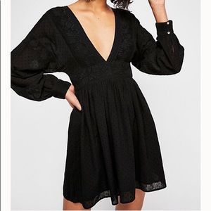 FREE PEOPLE SUGARPIE MINI DRESS IN BLACK